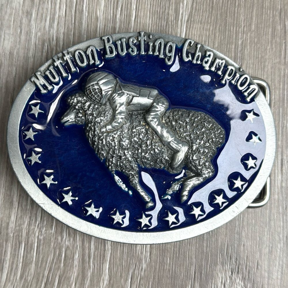 Jean’s friend, mutton, busting champion, sheep, wrestling belt buckle